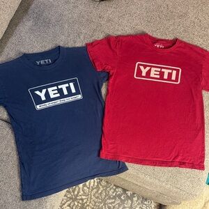 YETI Short Sleeve Tees in Blue and Red. Lot of 2